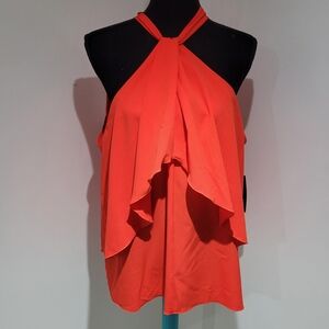 Bianca Nygard Women's Missy Resortwear Halter Blouse Size Large Red Vacation NEW